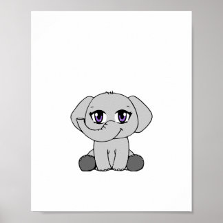 Baby Olifant Chibi-Stijl Poster