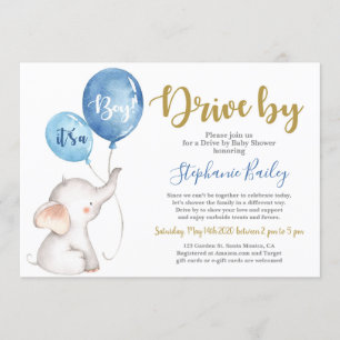 Baby olifant Drive by Baby shower boy Kaart