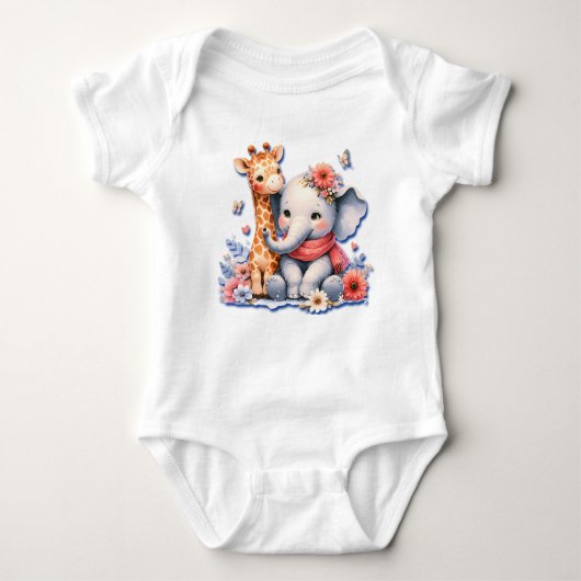 Baby Olifant en Baby Giraffe Besties Romper (Voorkant)
