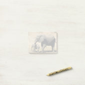 Baby-olifant en moeder post-it® notes (Op bureau)