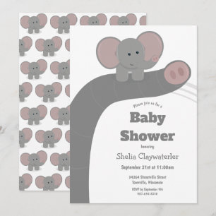 Baby olifant en slurf uitnodiging tot baby showe