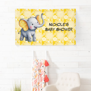 Baby Olifant Gele Stippen Oren Baby Shower Spandoek