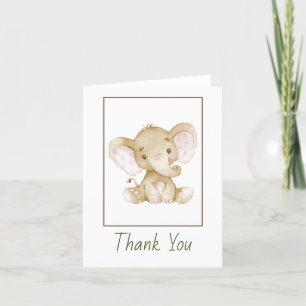 Baby Olifant Gevouwen Dank u Kaart