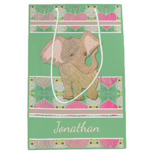 Baby Olifant Groene Gift Bag Medium Cadeauzakje