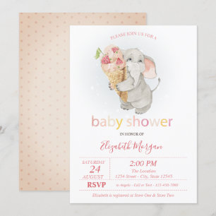 Baby Olifant Ijsje Stippen Baby Shower Kaart
