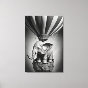 Baby olifant in een luchtballon canvas afdruk