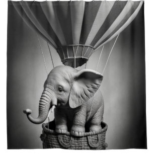 Baby olifant in een luchtballon douchegordijn