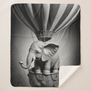Baby olifant in een luchtballon sherpa deken