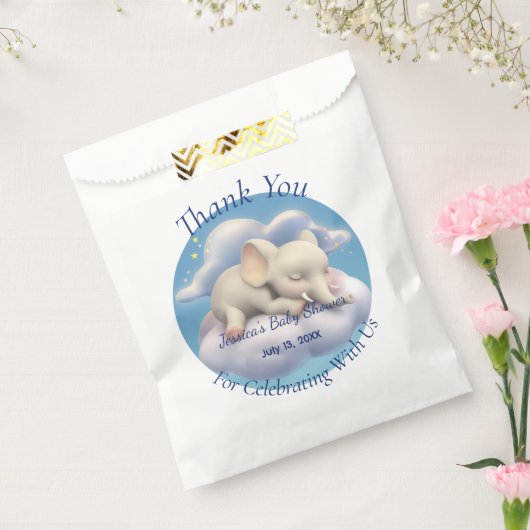 Baby Olifant in het Wolken Baby shower Bedankzakje (Gezegeld)