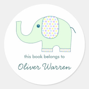 Baby Olifant in Pastels Bookplaten Ronde Sticker