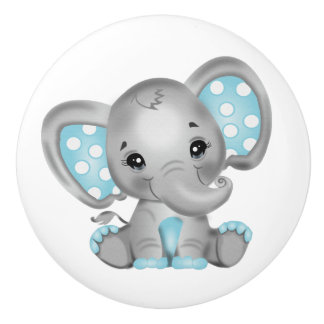 Baby Olifant Jongen  Keramische Knop