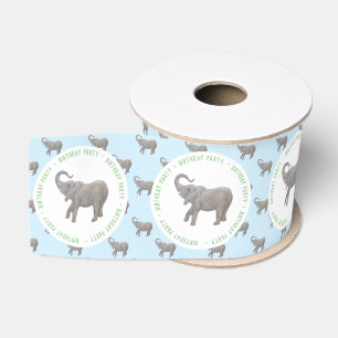 Baby Olifant Lichtblauwe Verjaardag Grosgrain Lint