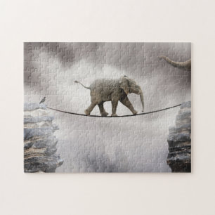 Baby olifant loopt de Tightrope Legpuzzel