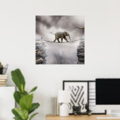 Baby olifant loopt de Tightrope Poster (Thuiskantoor)