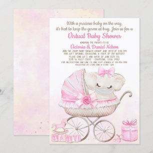 Baby Olifant Meisje met Masker Zoom Baby Shower Kaart