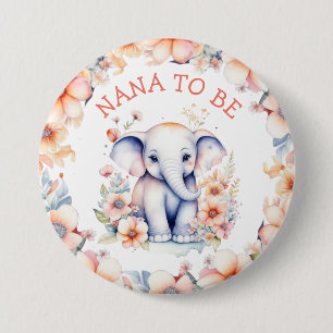 Baby Olifant Meisje's Baby shower Nana to Be Ronde Button 7,6 Cm