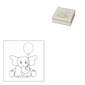 Baby olifant met ballon 	rubberstempel (Gestempeld)