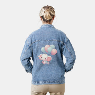 baby olifant met ballonnen denim jacket