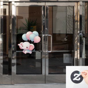 baby olifant met ballonnen raamsticker