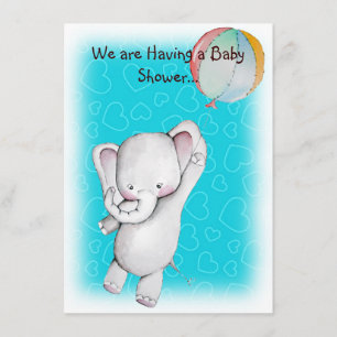 Baby olifant met ballonvaardig Baby shower nodigt Kaart