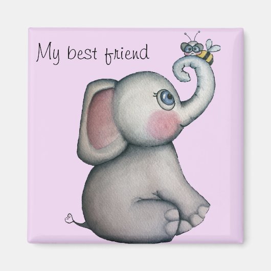 Baby Olifant met Bee Beste Vriendmagneet Magneet (Voorkant)