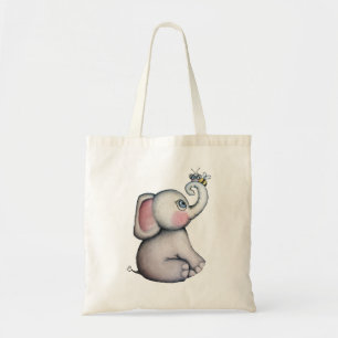 Baby olifant met Canvas tas bij bijen