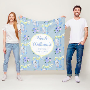 Baby olifant met cross-dove Personal baptisme Fleece Deken