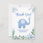Baby olifant met het Baby shower van de Zong Bird Bedankkaart (Voorkant)