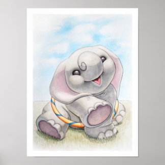 Baby olifant met Hula-Hoop Nursery Print