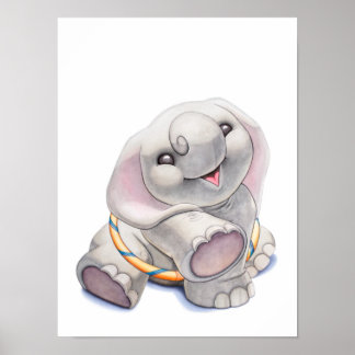 Baby olifant met Hula-Hoop Nursery Print
