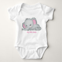 Baby olifant met roze oren baby bodysuit