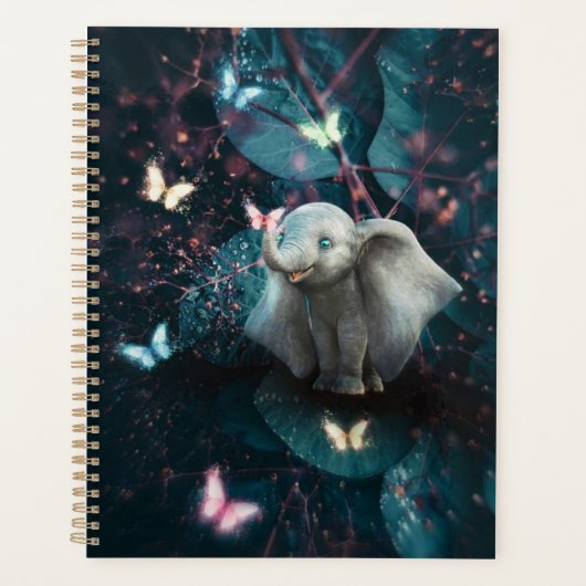 Baby olifant met vlinders ontwerper. planner (Voorkant)