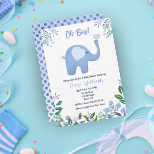 Baby Olifant Met Zangvogel Baby Shower Kaart