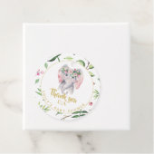 Baby Olifant Monogram Roze Bloemige Bedankkaart Fa Bedankjes Labels (In situ)