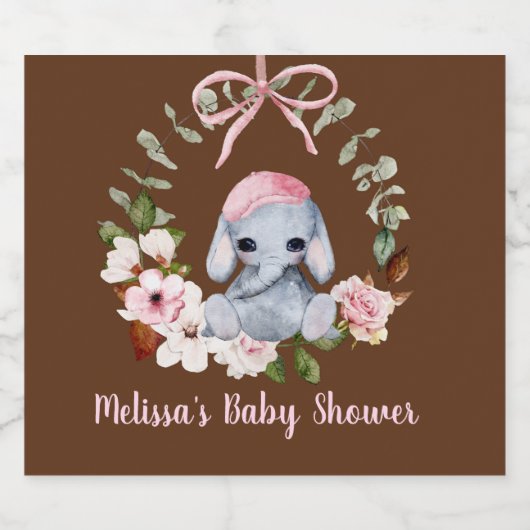 Baby Olifant Mousserende Wijn Label Sparkling Wijnetiket (Enkel label)