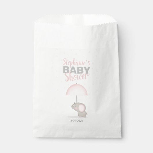 Baby Olifant Roze Baby shower Bedankzakje (Voorkant)