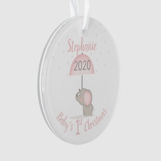 Baby Olifant Roze Baby shower Ornament (voorkant)