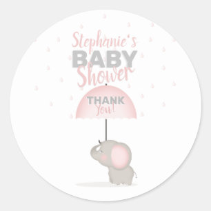 Baby Olifant Roze Baby shower Ronde Sticker