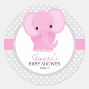Baby olifant (roze) Baby shower Ronde Sticker