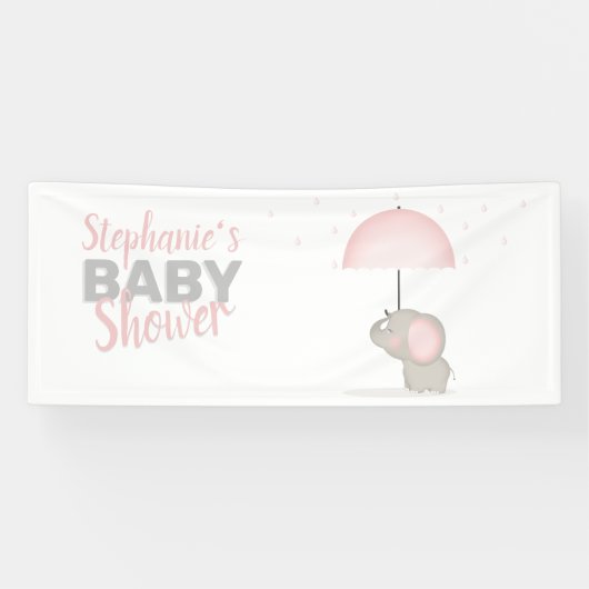 Baby Olifant Roze Baby shower Spandoek (Horizontaal)