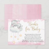 Baby olifant roze gouden sterren boeken voor baby informatiekaartje (Voorkant / Achterkant)