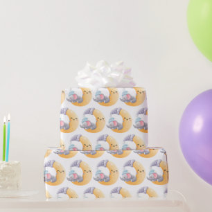 Baby Olifant Slapende Halve Maan Baby Shower Cadeaupapier