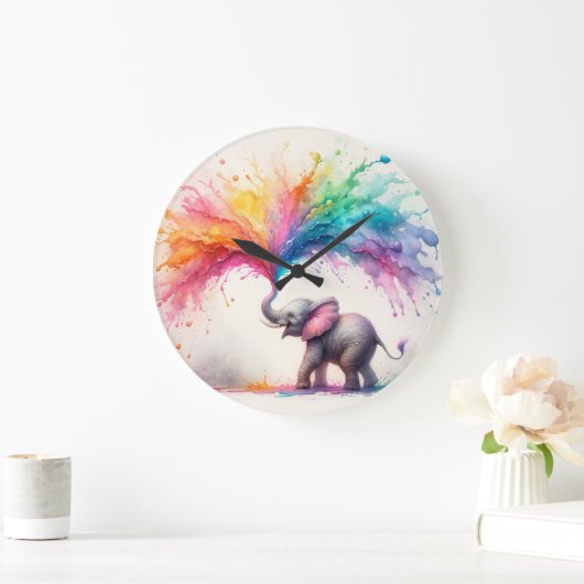 Baby Olifant speelt in Paint Grote Klok (Huis)