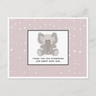 Baby Olifant String Hearts Baby Shower Bedankt Briefkaart