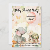 Baby Olifant & Turtle Baby shower Uitnodiging (Voorkant)