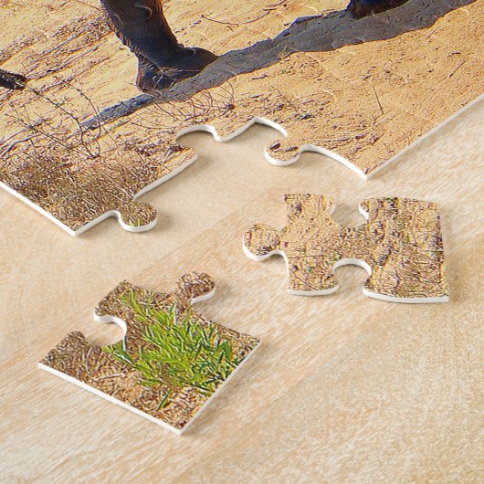 Baby olifant volgt zijn moeder in Zuid-Afrika Legpuzzel (Zijkant)