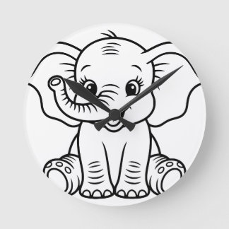Baby Olifant Wandklok Ronde Klok