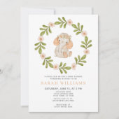 Baby olifant Waterverf Baby shower met baarmoederd Kaart (Voorkant)