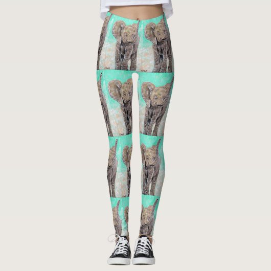 Baby olifantenschildering leggings (Voorkant)