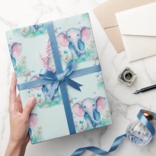 Baby Olifantje Verjaardag Cadeaupapier